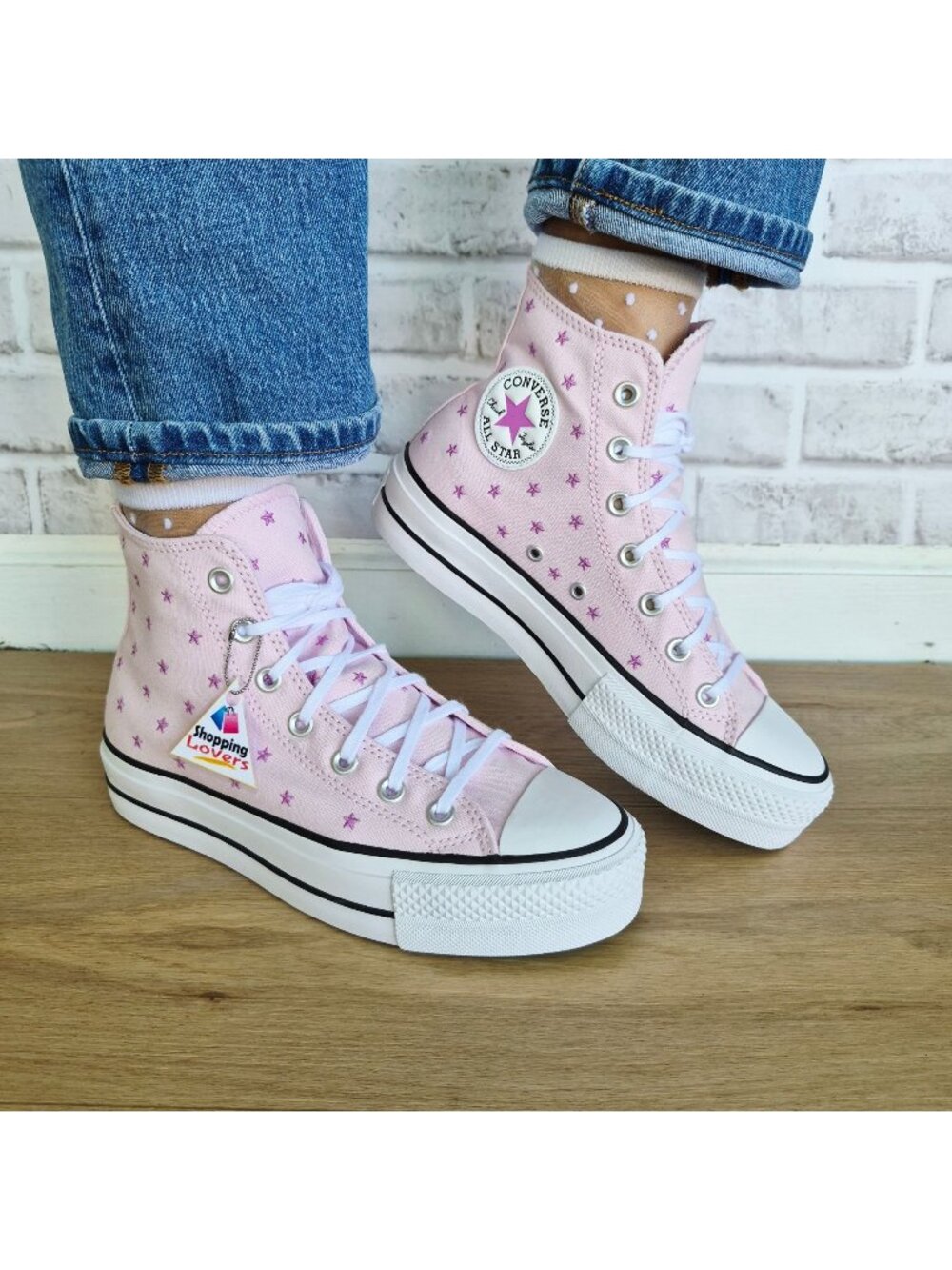 ⭐Converse CTAS Lift Hi Embroidered Stars Sz 9 Womens Shoes Sneakers Pink A17791C